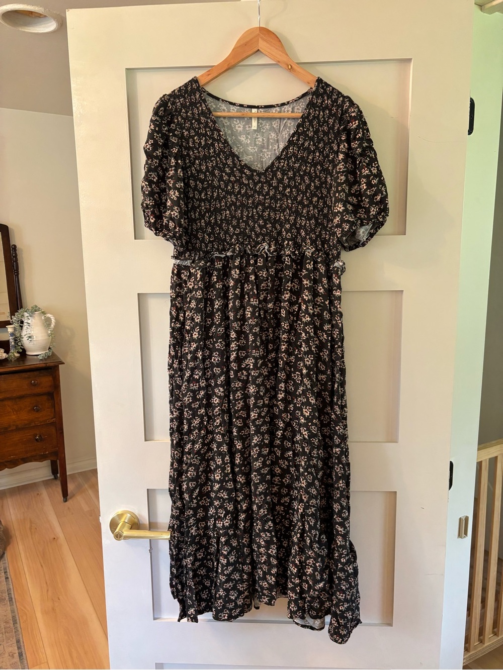Rylee + Cru Black Floral V-Neck Maxi Dress
